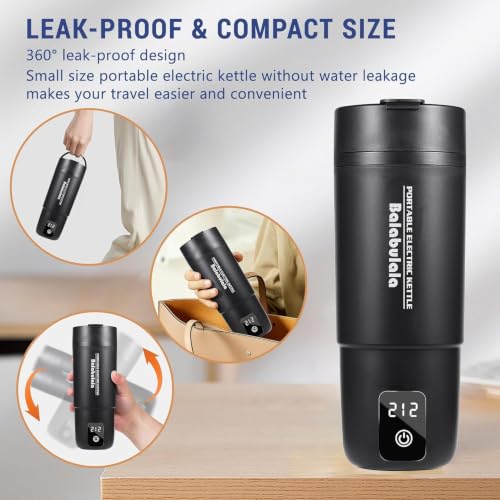Image of Travel Electric Kettle, Balabulala Portable Water Boiler with 6 Variable Presets,Small Electric Kettle With Silicone Base Cover to Prevent water, Boil Dry Protection,14oz