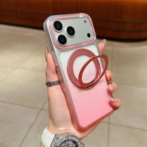 Coque iPhone Rose transparente dégradée avec anneau magnétique intégré