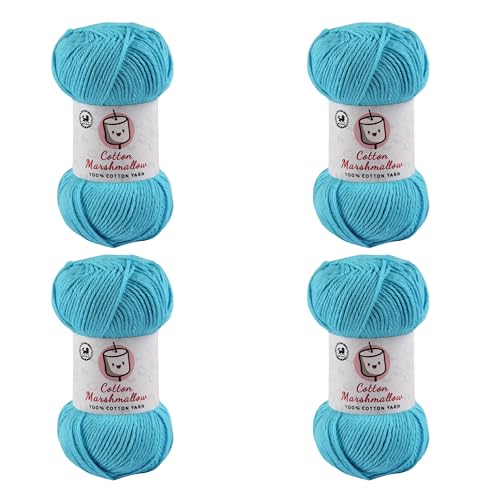 Image of NESTNHAVEN Cotton Marshmallow 100% Cotton Yarn - (50 g, 130 m) - Luxury Yarn for Crochet, Amigurumi, Embroidery, Toys, Garments, Flowers and Hobby Projects (Sky Blue) |
