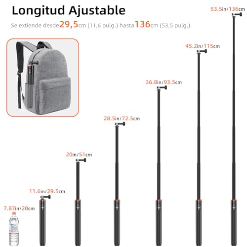 Trípode Extensible 136 cm de Aluminio Estable para DJI Osmo Action 5 Pro 5