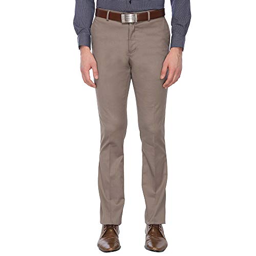 Image of VETTORIO FRATINI by Shoppers Stop Mens 5 Pocket Slub Formal Trousers Beige
