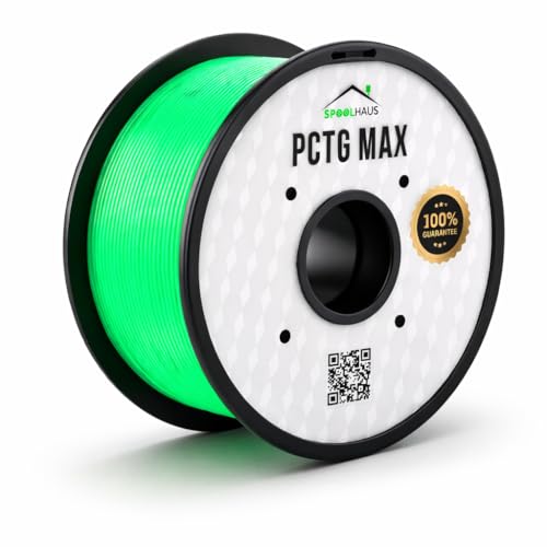 PCTG MAX SpoolHaus 3D Printer Filament 1.75mm Better Than PETG Green Glow in the Dark 1kg (Glow Green)
