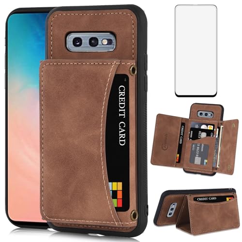 Étui portefeuille pour Samsung Galaxy S10e avec porte-cartes cuir et protège-écran