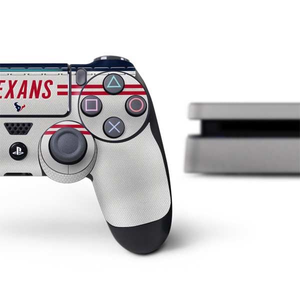 Skinit Decal Gaming Skin Compatible with PS4 Slim Bundle - Officially Licensed NFL Houston Texans White Striped Design