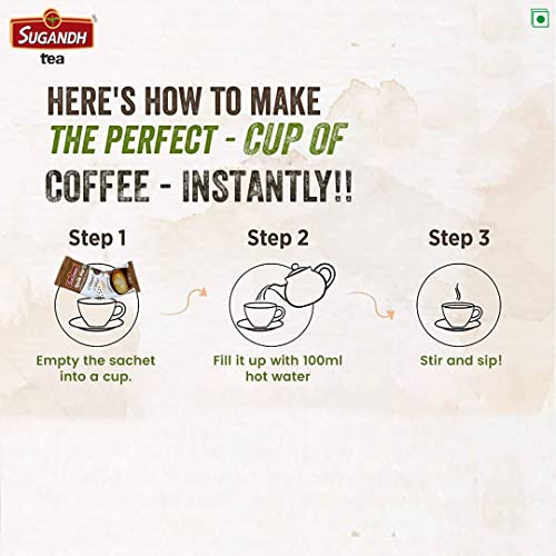 Image of Sugandh Quik Sip Instant Coffee Premix (Pack of 2) - Single Serve Sachets - Unit Count: 2 Boxes of 10 Sachets each, Medium Roast
