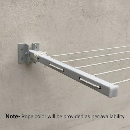Image of Heavy Duty 5 Layer Wall Mount Cloth Drying Stand for Balcony with 40 Feet Rope | Foldable Clothes Drying Stand | Wall Mounted Cloth Drying Stand