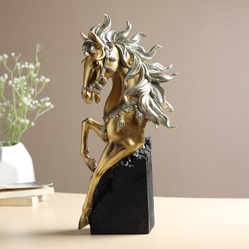 Image of ARMONIA Regal Horse Statue, Gold and Silver Finish, Premium European Design,Decor Accents for Luxury Room, Size 36 x 18 x 8 cm Decorative Figurine