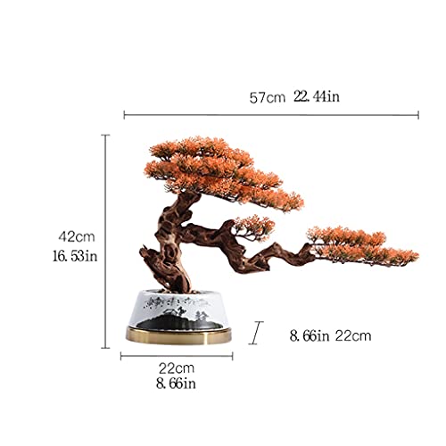 Sztuczne drzewko bonsai z symulowanymi jesiennymi liśćmi do domu i biura, roślina doniczkowa w ceramicznej doniczce