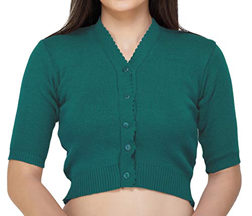 Image of Women Winter Wear V-Neck Half Sleeves Regular Fit Woollen Blouse
