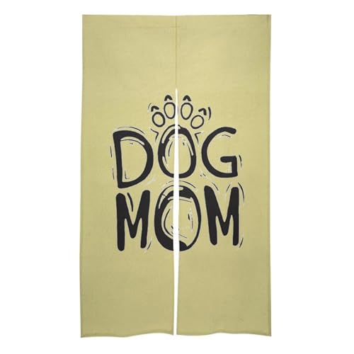 Dog Mom Noren Doorway Split Shower Curtain Long Type Window Treatment for Privacy Partition Divider