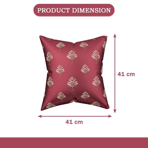 Image of Kuber Industries Polyester Cushion Cover 16 Inch x 16 Inch Set of 5 with Zip Closure | Decorative Throw Pillow Square Cushion Cover for Sofa Set, Bedroom and Living Room | Golden Tree - Multicolor