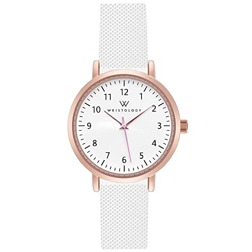 Wristology Olivia Mini Rose Gold Womens Nurse Watch - White Easy Change Silicone Band- Petite Small Easy To Read Analog Face With Numbers And Second Hand For Women Nurses, Teachers, Orm01 #TOP17