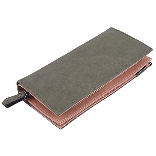 Weiy Simple Frosted Buckle Clutch Women's Long Credit Card Wallet for Shopping Trip,Dark green