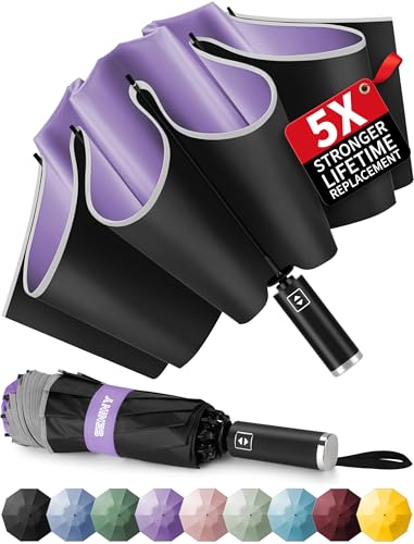 Seniny Inverted Travel Umbrella, Automatic Umbrellas for Rain, Windproof Compact...