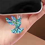 Stained Glass Hummingbird Dust Plug Acrylic Charms for electronic products,Type-C Charging Port Dust Plugs Pendant Compatible with E-Reader Phone Tablet, Gift for Christmas, Birthday, Anniversary Day