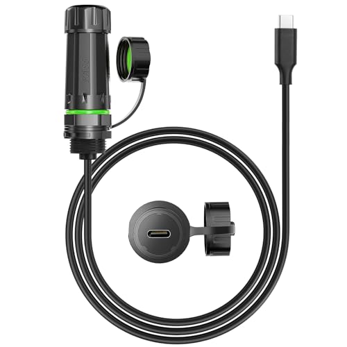 M20 Waterproof USB C Extension Cable IP68, 5Gbps USB 3.1 Gen1 Type-C Panel Mount Coupler,Male to Female Bulkhead Connector w/Dust Cap for EV Charger, Marine, Industrial, 3.3FT (20.8mm x 19.8mm)