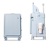 CELIMS   Valise Cabine avec Siège Enfant PopSeat | 55x35x25 | Porte USB | roulettes Ultra Résistantes avec Frein | Porte Gobelet | Cadenas (Bleu)
