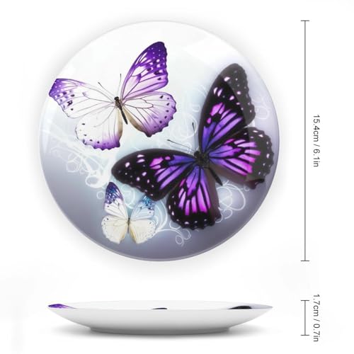 Plato decorativo de porcelana Bone China blanco y morado miniatura 2