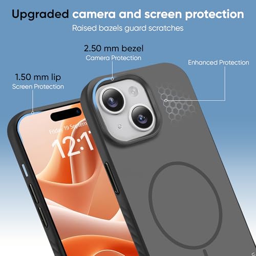 Image of KARWAN Slim Shockproof Back Case Cover Compatible with iPhone 15,Dual Layer Armor Protection with Matt Finish, Heavy Duty Cover with Magnetic MagEase Wireless Charging (Black)