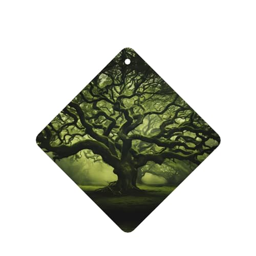 Phayah Deodoranti per auto quadrati, 4 pezzi, motivo alberi antichi, compresse per aromaterapia, da appendere, profumate al profumo di lavanda