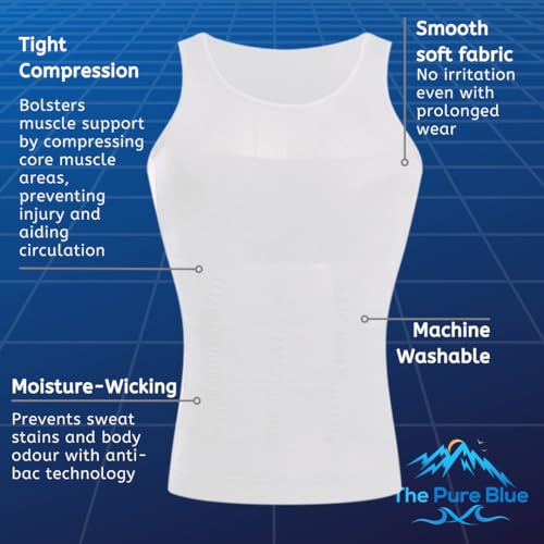 Slimming Compression Vest for Men - Sleeveless Body Shaper Undershirt. Tight Muscle Support. Invisible Skin Under Tops/T-Shirts. Gym Wear. 5 colours. Non-standard size. See size guide. - Image 2