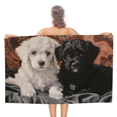 Serviette de plage Caniche en microfibre compacte 130x80 cm