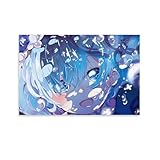 MINMIE Re Zero Starting Life in Another World Anime Girl Rem Poster Painting On Wall Art Tapestry Scroll Picture Print Living Room Walls Decor Home Tapestries 12x18inch(30x45cm)