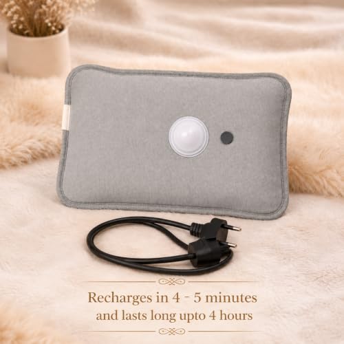 Image of HelloBear Hot water Bag - 1 year warranty| Rechargeable heat pad| Winter Warmer, period cramp comfort, Joint pain relief | charge in 4 minutes, warmth lasts upto 4 hours, Medically certifed| Auto shut-off tech, leak proof, 6 layer insulation| Thoughtful gift for your Girlfriend, Wife, sister | Soft and cute teddy Plush Cover| Premium look (Blue)