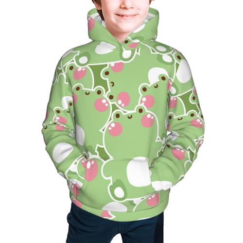 Cute Frog2 Kids Pullover Hoodies Boys Sweatshirts Girls Athletic Clothes with Pocket2