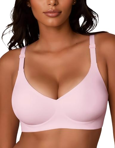 Image of JOYTREE Silky Bras for Women No Underwire V Neck Bralettes for Women Cloud Feel Everyday T Shirt Bra with Extender