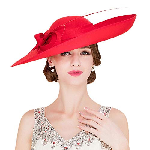 F Fadves Royal Ladies Sinamay Weddings Hats Fascinators Big Brim Kentucky Church Fedoras Hat #TOP13
