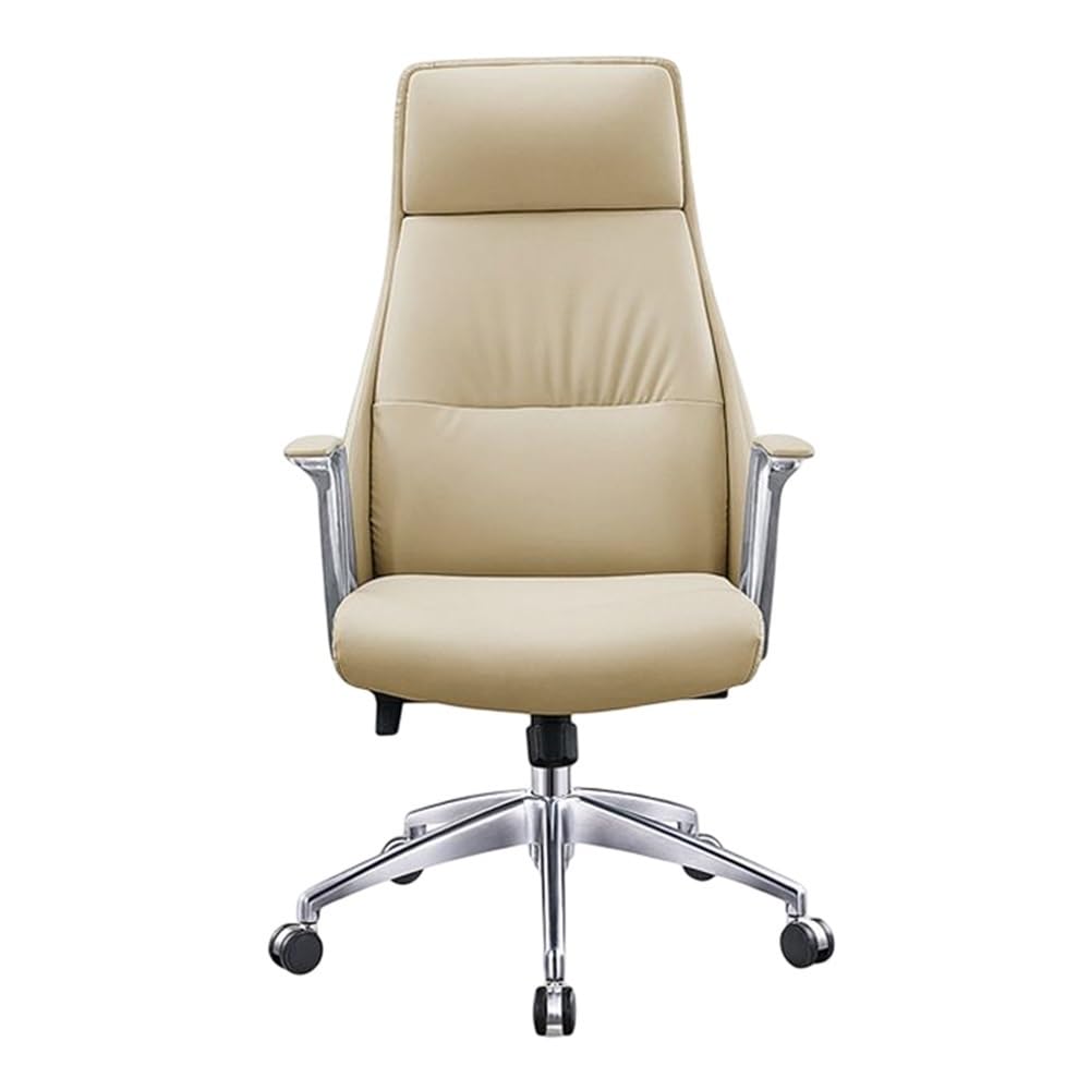 HTTGDGDH Ergonomic High Back Leather Office Chair - Modern Swivel Chair With Armrests Lumbar Support For Home Executive Workspace Comfortable Task Seating Stylish Design,