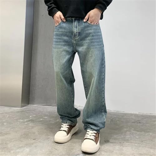 Men's Retro Washed Jeans Vertical Straight Loose Casual Wide Leg Pants3