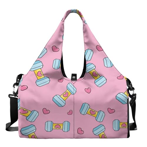 GLENLCWE Dumbbel Gym Holder Bag for Women Hygienic Yoga Mat Bag with Zipper Sports Bags with Yoga Mat Holder, Pink Sports Bags for Exercises Fitness Travel Dance Work2