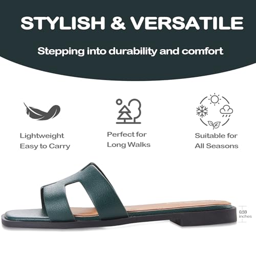 Image of Sandals for Women Dressy Comfortable Flat Open Toe Casual Cute Trendy Shoes Soft Faux Leather Slip On Ladies Slides for Summer
