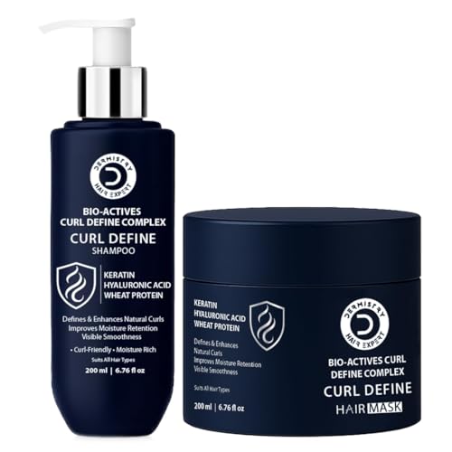Image of Dermistry Bio Actives Curl Defining Complex Curl Defining Shampoo & Retention Mask with Hyaluronic Acid Keratin Protein Arginine for Hydrates Moisturizes Suits Dry Frizzy All Hair Types Men Women 400 ml