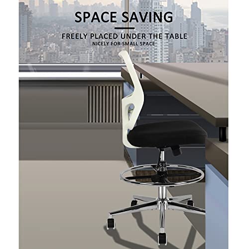 Drafting Chair Adjustable Height Tall Office Chairs Standing Desk Chair Rolling Stool Chair Armless Office Drafting Chair Black #TOP4