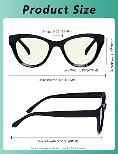 Image of Eyekepper 4 Pack Oversized Blue Light Filter Glasses Women Cat Eye Computer Reading Glasses +1.50
