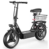 Electric Scooter Adults, 1000W Peak Motor, 35 Miles of Range Scooter with Seat, 25MPH Top Speed, Foldable Escooter with Rear Basket for Pets and Cargo, Dual Suspension for Commuting