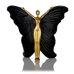 Black Fairy Statues and Figurines Indoor Table Decor – Abstract Modern Home Sculpture – Resin Fairyland Fairy Statue for Home Office and Bedroom Dresser Decor