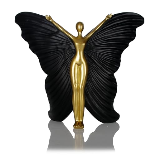 Black Fairy Statues and Figurines Indoor Table Decor – Abstract Modern Home Sculpture – Resin Fairyland Fairy Statue for Home Office and Bedroom Dresser Decor