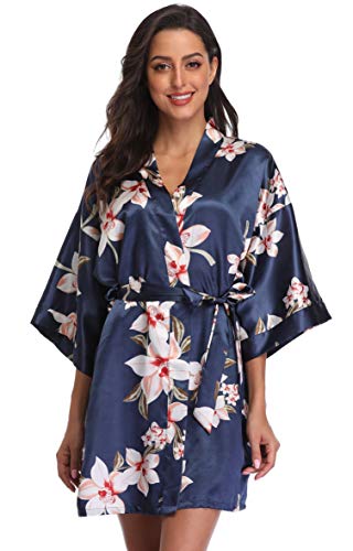 season dressing Women Floral Robes Bridesmaids Short Satin Kimono Sleepwear for Wedding Party2