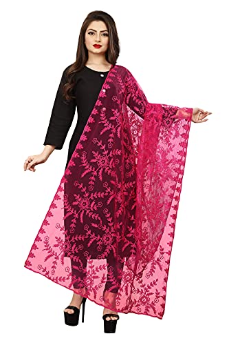 Dupatta en nylon brodé écharpe légère qui reste en place sur l'épaule