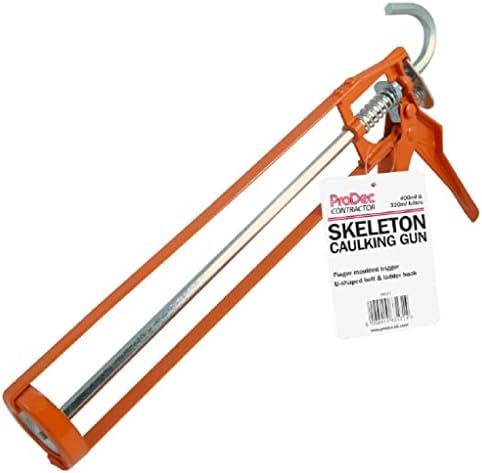 ProDec MG11ES Extra Strong Skeleton Caulking Gun, Sealants, Silicones, Adhesives - Professional Heavy Duty Applicator Suitable for High Viscosity Products,Red,400ml and 310ml