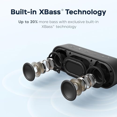 Tribit Updated Version XSound Go Wireless Bluetooth 5.3 Speakers with Loud Stereo Sound & Rich Bass 16W,24H Playtime,150 ft Bluetooth Range,Outdoor Lightweight IPX7 Waterproof,Built-in Mic (Black) view 2