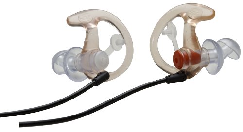 SureFire EP3 Sonic Defenders filtered Earplugs, double flanged design, reusable, Clear, Medium