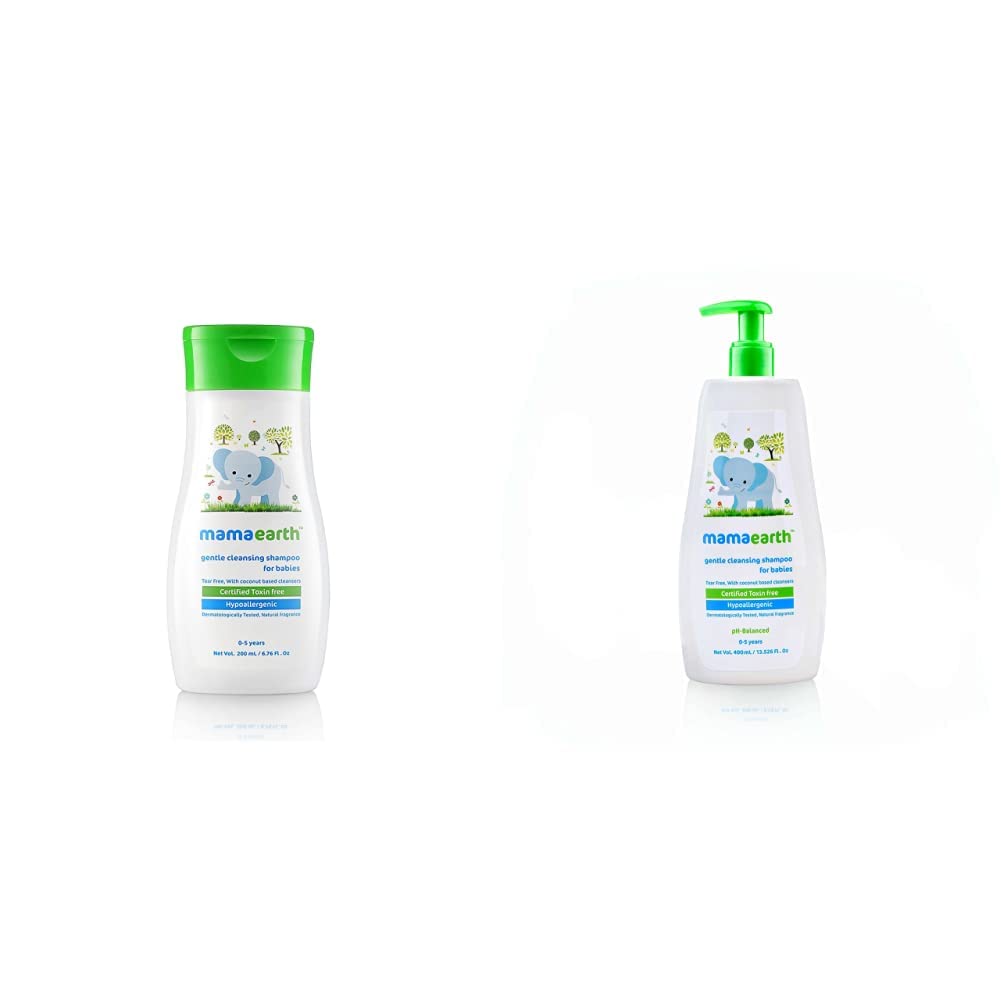 Mamaearth Gentle Cleansing Baby Shampoo : New Borns, Babies And Kids (0-5 Years).200Ml And Mamaearth Gentle Cleansing Natural Baby Shampoo (400 Ml)