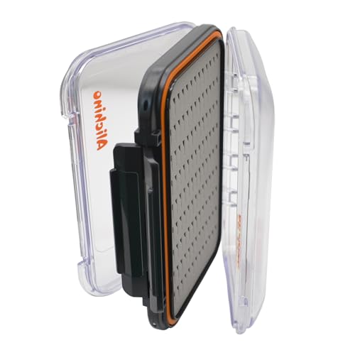 ALICHINO Fly Box for Fly Files Ice Jig Box Two Sided Waterproof Fly Fishing Box for Nymphs and Streamers (Grey Foam Insert, XM 6.2 * 4 * 1.6 Inch)