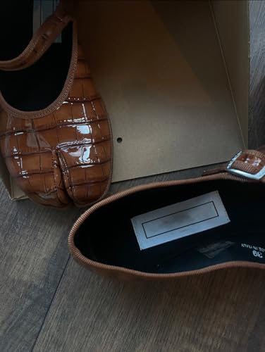 Genuine Leather Tabi Shoes Split Toe Patent Leather Checkered Mary Jane Ballet Flats Ankle Strap Slip On for Women Minimalist Fashion Dress Shoes3