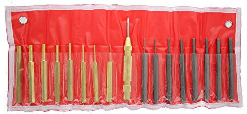 Drixet 18 Piece Steel & Brass Punch Set With Automatic Center Punch – Multiple Sizes - Useable On Any Material (Very Convenient For Gunsmithing To Repair/Maintain Guns/Fire Arms) #TOP6